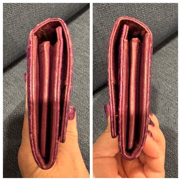 Miu Miu Croc Embossed Leather Long Wallet Purple Italy - Picture 15 of 16